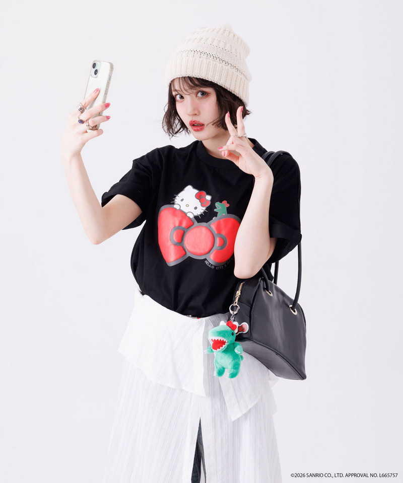 【m:rex】ハローキティコラボ リボンモチーフTEE 詳細画像 ブラック 8