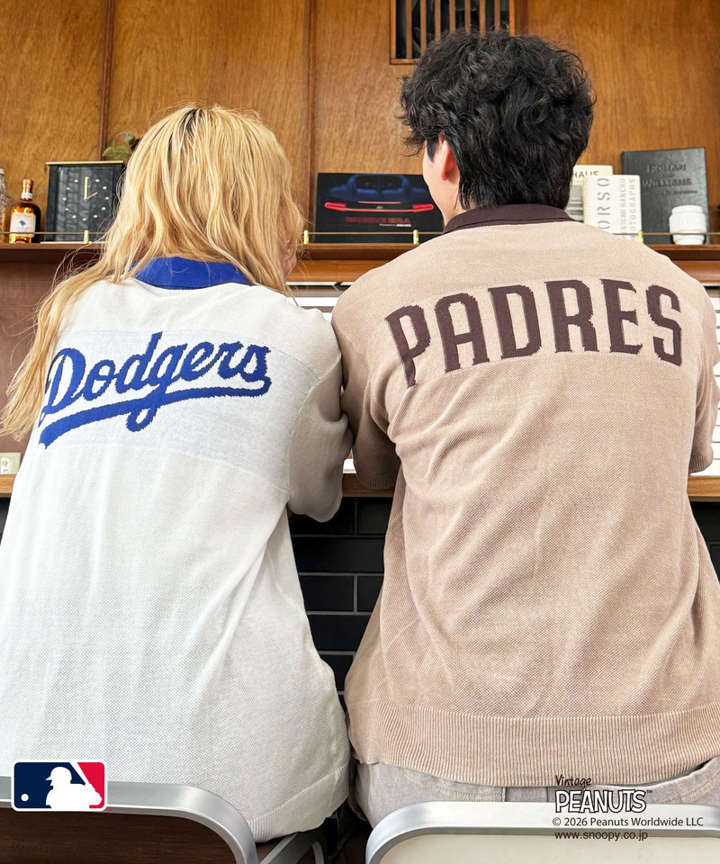 MLB&times;PEANUTSコラボ バイカラーシアーニットシャツ 詳細画像 ベージュ 4