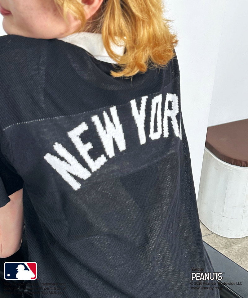 MLB&times;PEANUTSコラボ バイカラーシアーニットシャツ 詳細画像 ブラック 11