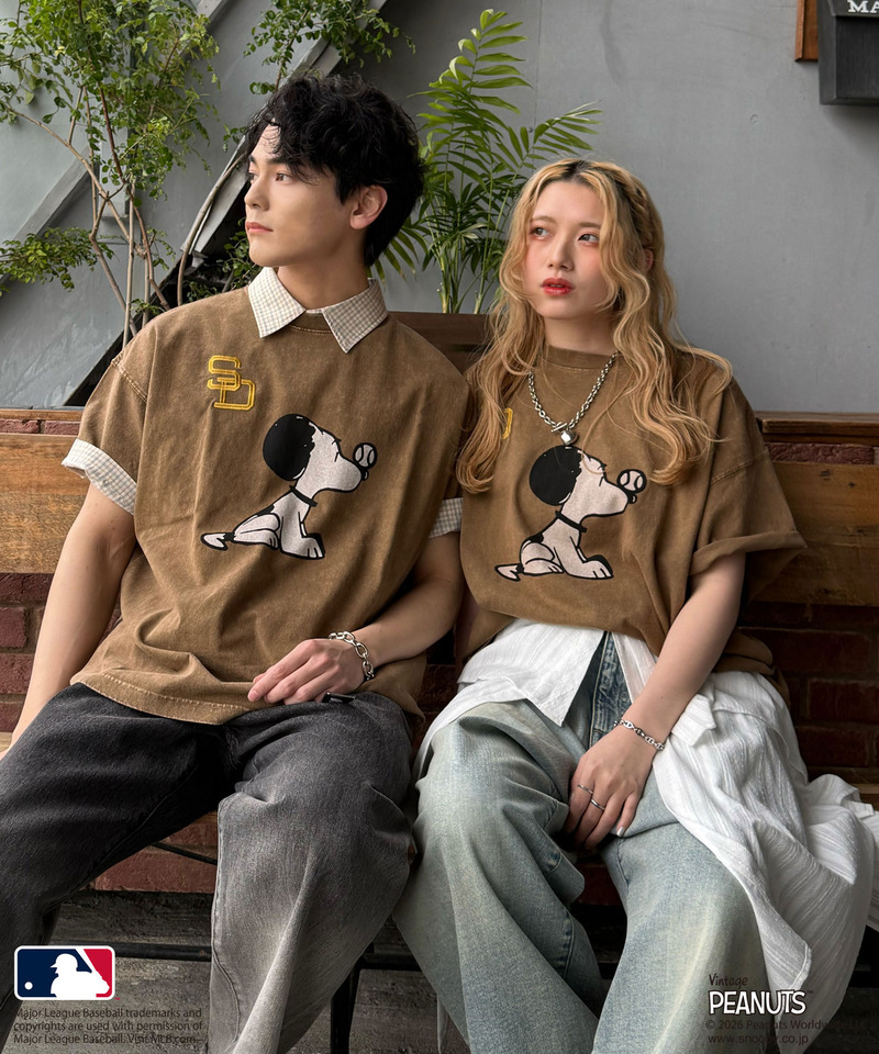 【MLB&times;PEANUTS】 50's RETRO BIG TEE 詳細画像 ブラウン 2