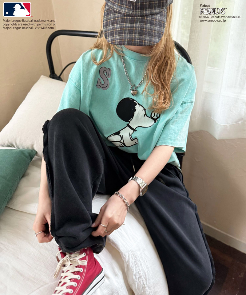 【MLB&times;PEANUTS】 50's RETRO BIG TEE 詳細画像 ブルー 1