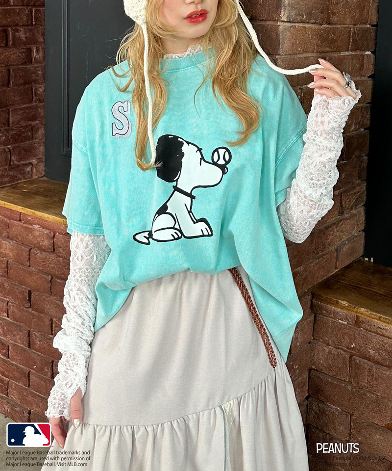 【MLB&times;PEANUTS】 50's RETRO BIG TEE 詳細画像 ブルー 4