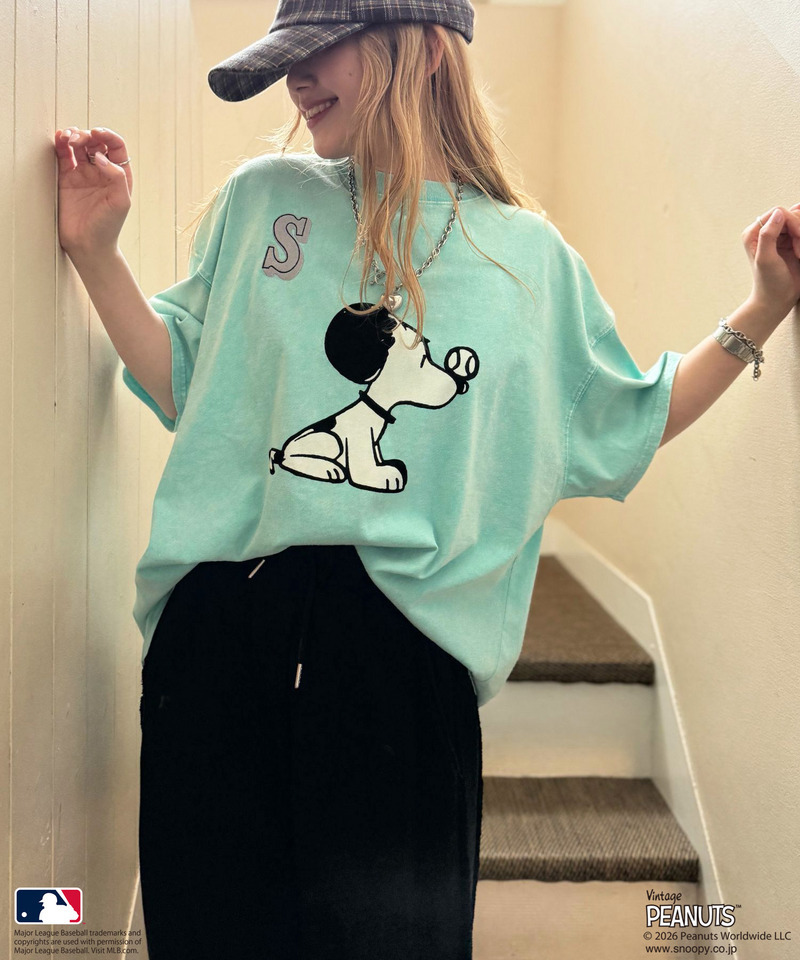 【MLB&times;PEANUTS】 50's RETRO BIG TEE 詳細画像 ブルー 6
