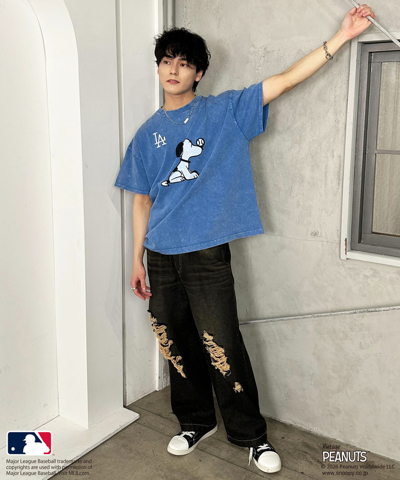 【MLB&times;PEANUTS】 50's RETRO BIG TEE 詳細画像 ネイビー 5
