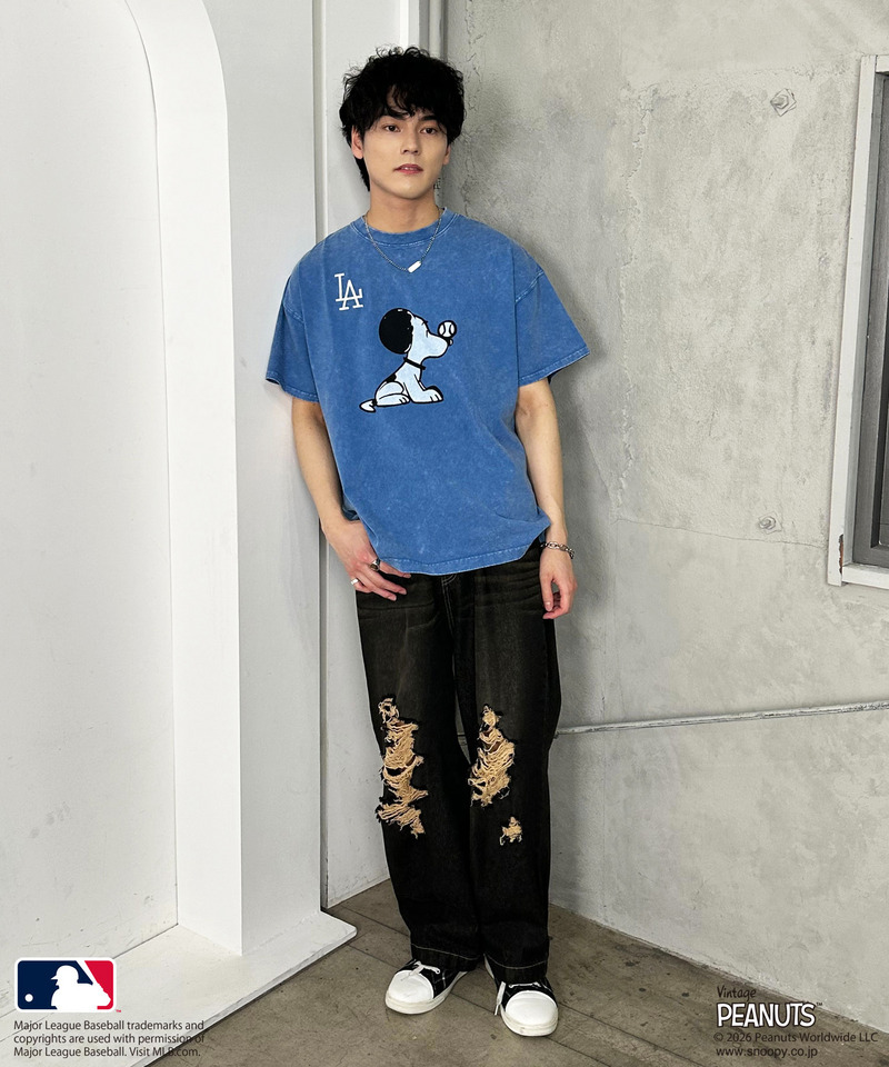 【MLB&times;PEANUTS】 50's RETRO BIG TEE 詳細画像 ネイビー 7