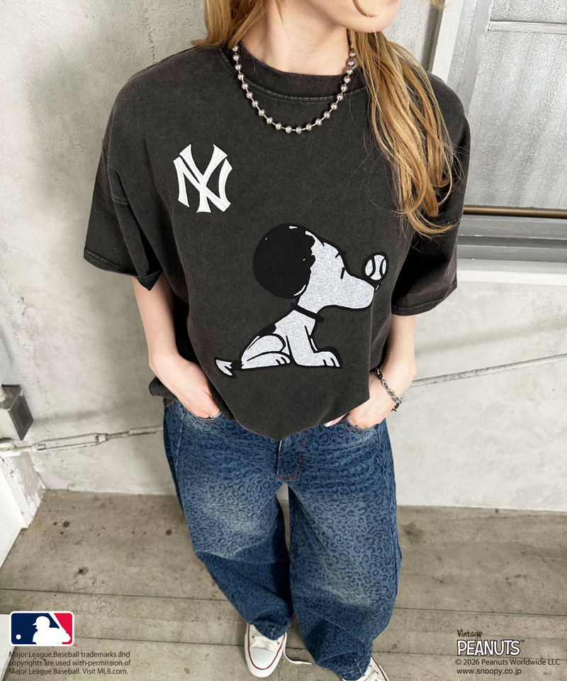 【MLB&times;PEANUTS】 50's RETRO BIG TEE 詳細画像 ブラック 16