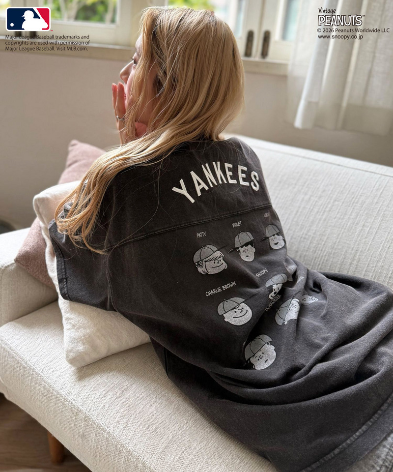 【MLB&times;PEANUTS】 50's RETRO BIG TEE 詳細画像 ブラック 2