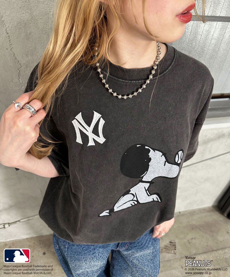 【MLB&times;PEANUTS】 50's RETRO BIG TEE 詳細画像 ブラック 9
