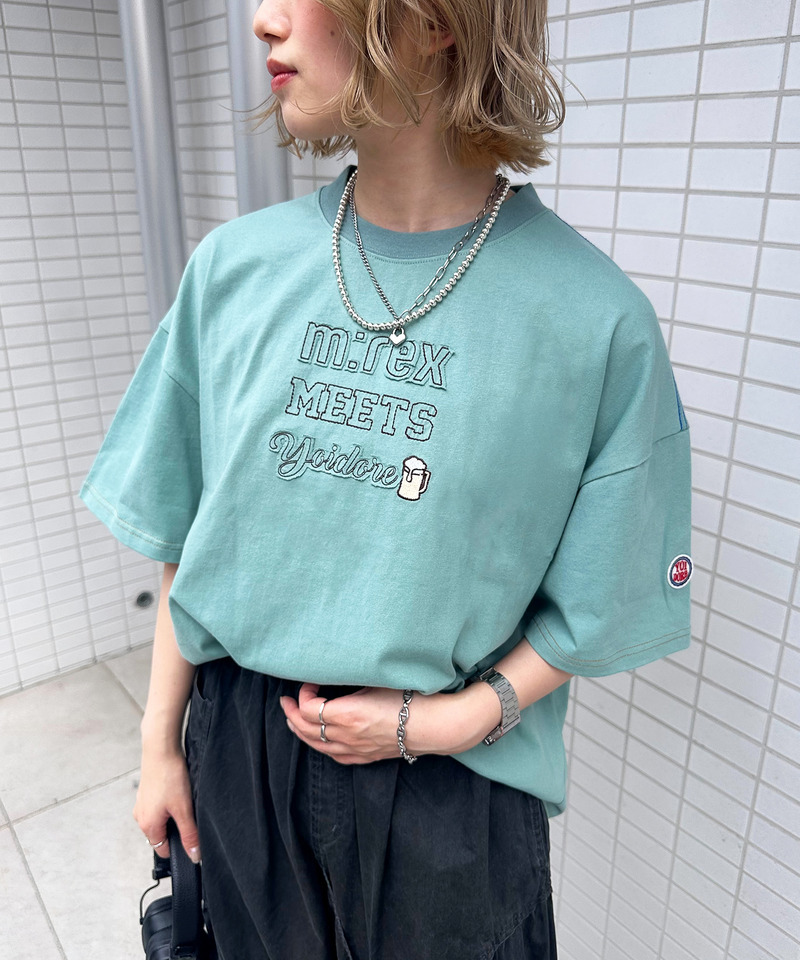 【YOIDORE】&times;【m:rex】 YOIDOREX BACK刺しゅうTEE 詳細画像 ブルー 4