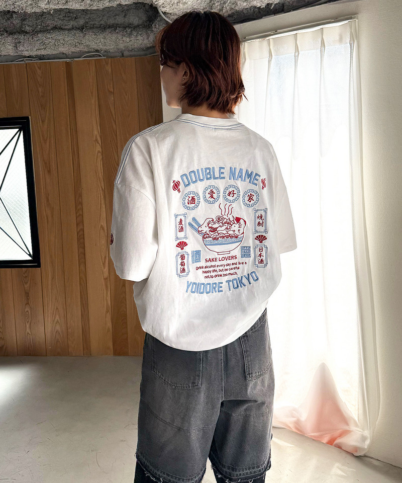 【YOIDORE】&times;DOUBLE NAMEコラボ ネオン刺繍 BIG TEE 詳細画像 オフホワイト 14
