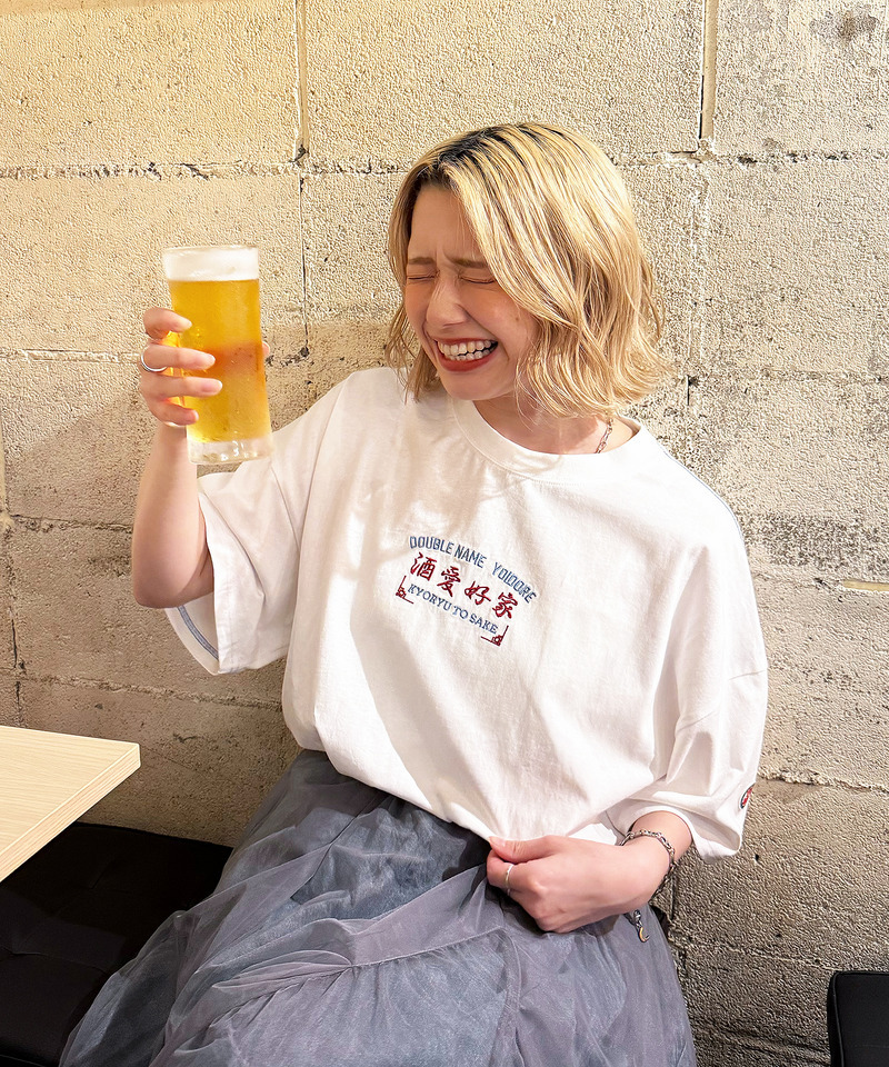 【YOIDORE】&times;DOUBLE NAMEコラボ ネオン刺繍 BIG TEE 詳細画像 オフホワイト 18