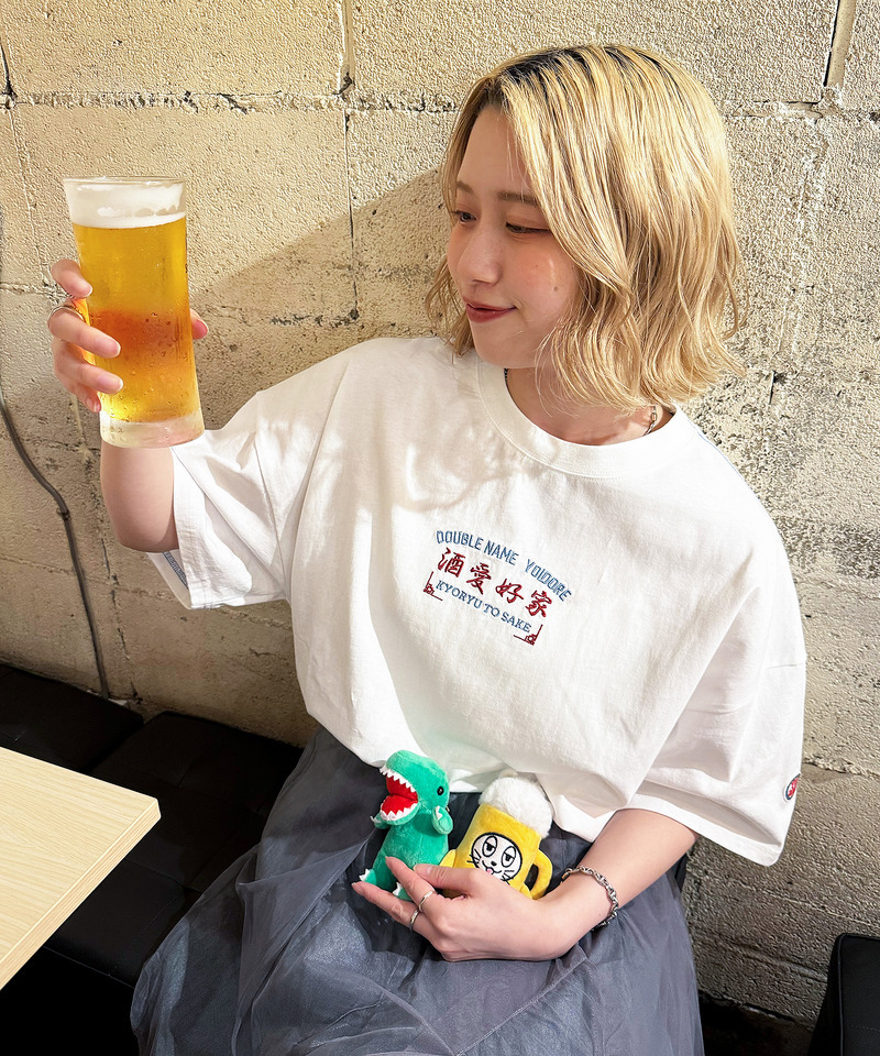【YOIDORE】&times;DOUBLE NAMEコラボ ネオン刺繍 BIG TEE 詳細画像 オフホワイト 19