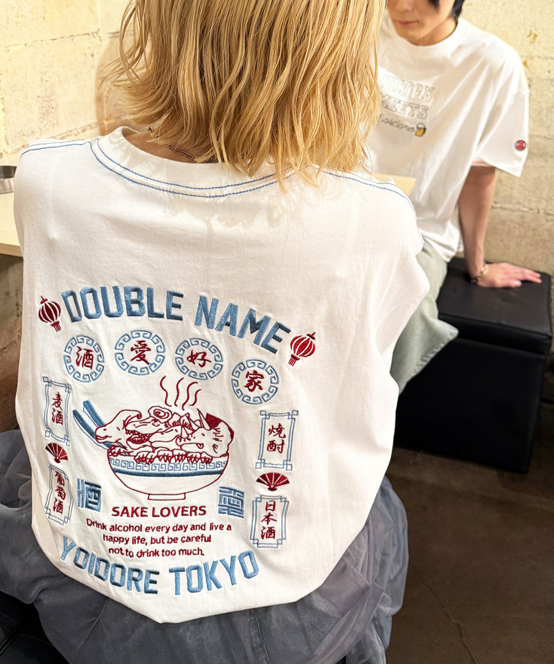 【YOIDORE】&times;DOUBLE NAMEコラボ ネオン刺繍 BIG TEE 詳細画像 オフホワイト 21