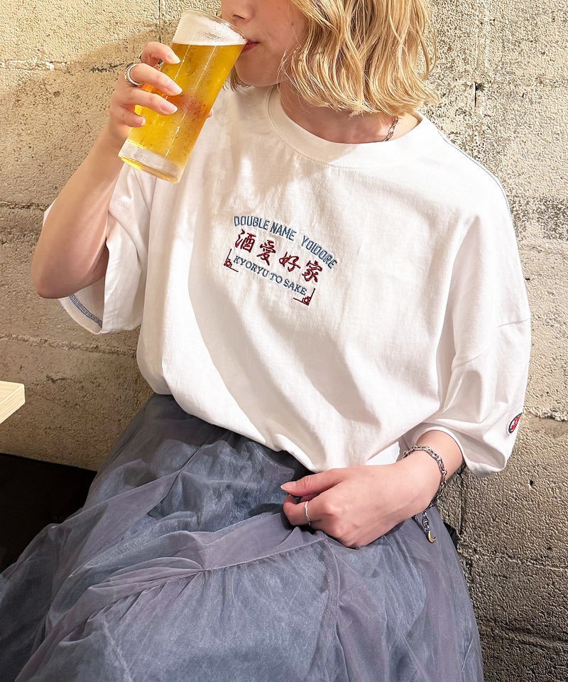 【YOIDORE】&times;DOUBLE NAMEコラボ ネオン刺繍 BIG TEE 詳細画像 オフホワイト 22