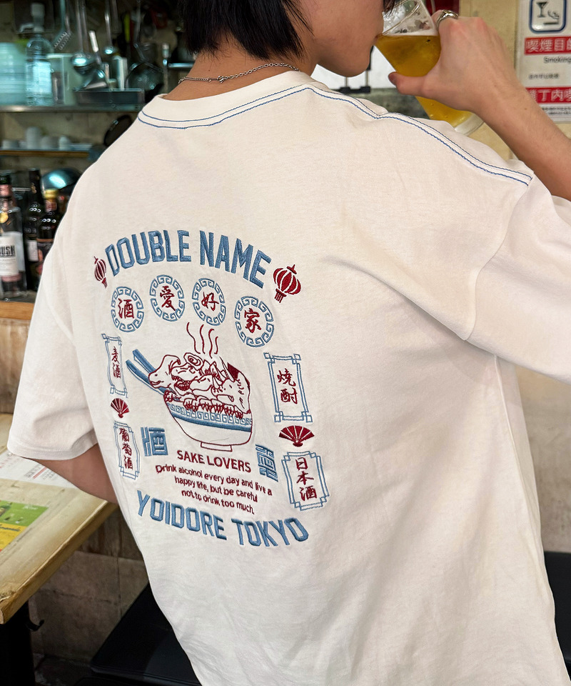 【YOIDORE】&times;DOUBLE NAMEコラボ ネオン刺繍 BIG TEE 詳細画像 オフホワイト 23