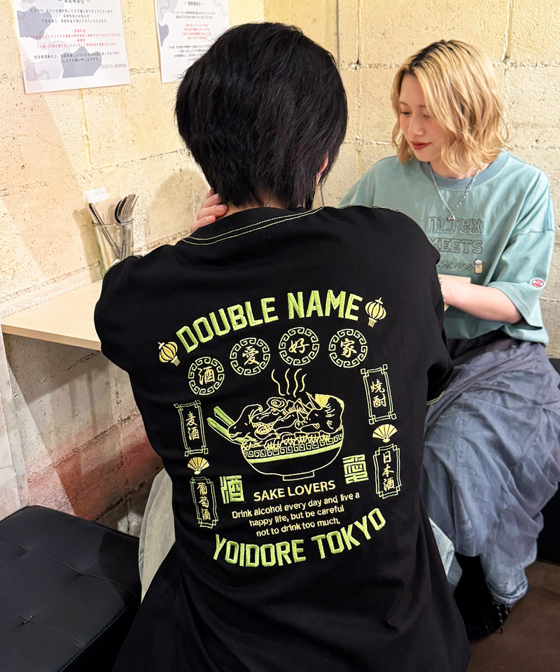 【YOIDORE】&times;DOUBLE NAMEコラボ ネオン刺繍 BIG TEE 詳細画像 ブラック 16