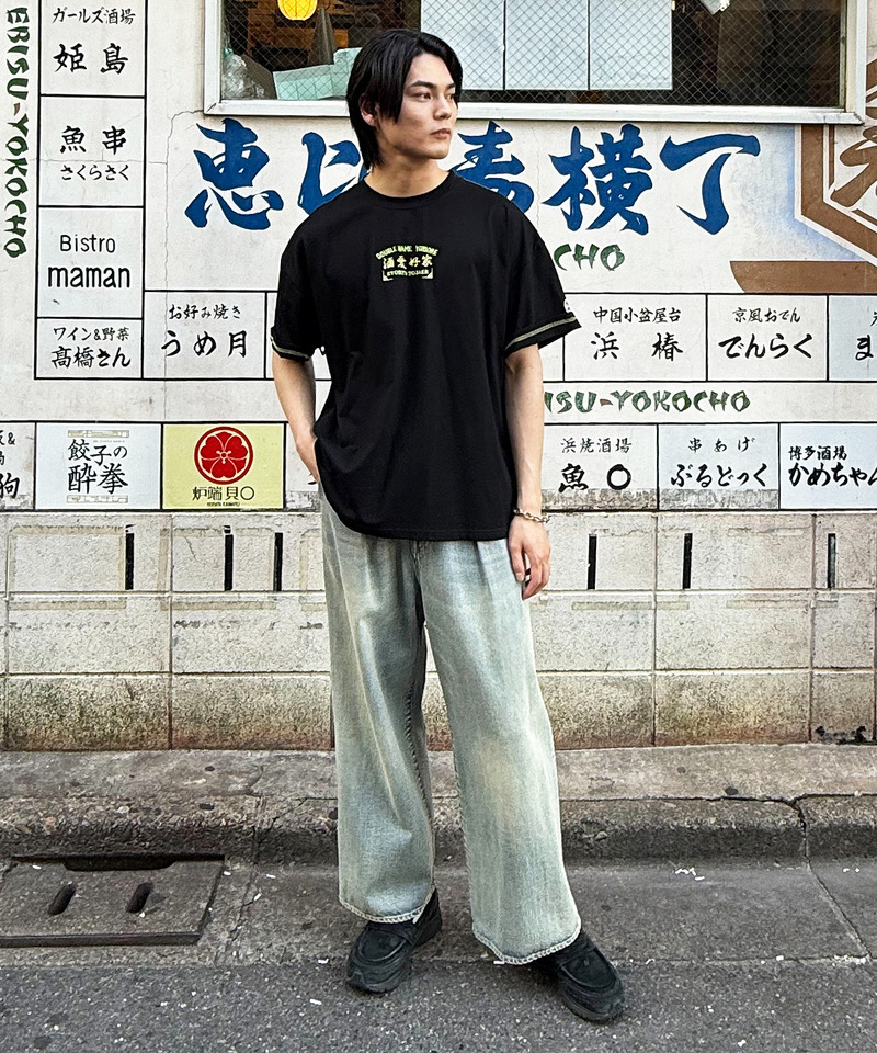 【YOIDORE】&times;DOUBLE NAMEコラボ ネオン刺繍 BIG TEE 詳細画像 ブラック 18