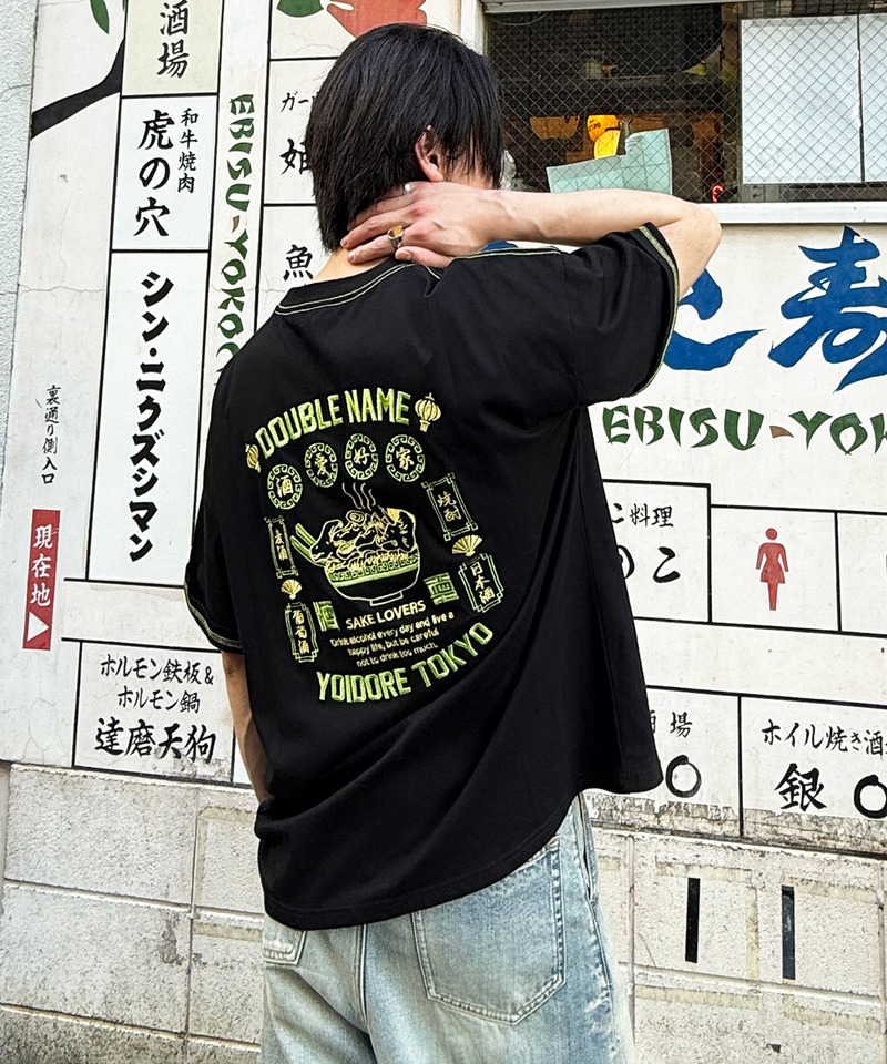 【YOIDORE】&times;DOUBLE NAMEコラボ ネオン刺繍 BIG TEE 詳細画像 ブラック 19