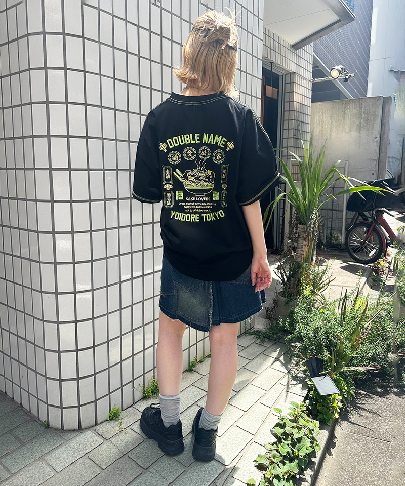 【YOIDORE】&times;DOUBLE NAMEコラボ ネオン刺繍 BIG TEE 詳細画像 ブラック 9