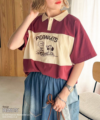 PEANUTS 配色ポロ衿TEE