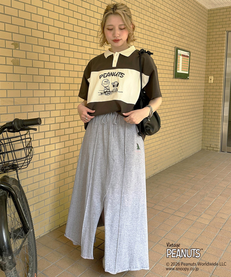 PEANUTS 配色ポロ衿TEE 詳細画像 ブラック系 2