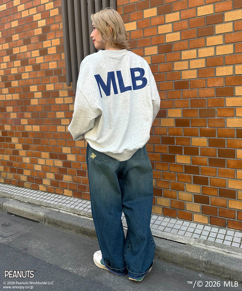 MLB&times;PEANUTS TEAM LOGO プリントスウェット 詳細画像 ライトグレー 2