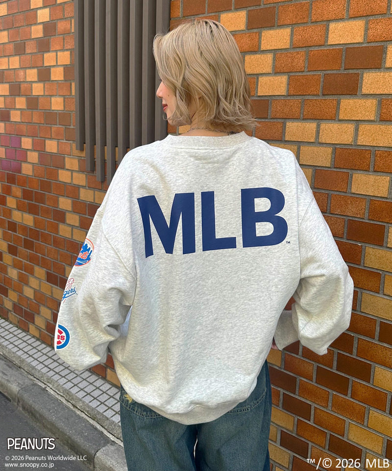 MLB&times;PEANUTS TEAM LOGO プリントスウェット 詳細画像 ライトグレー 4