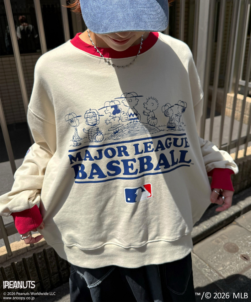 MLB&times;PEANUTS TEAM LOGO プリントスウェット 詳細画像 オフホワイト系 3