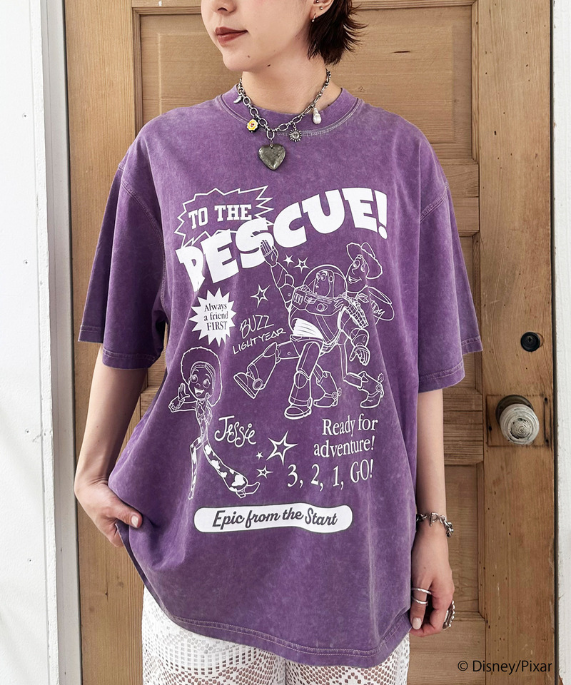 【TOY STORY】&rdquo;TO THE RESCUE!&rdquo;加工BIG TEE 詳細画像 パープル 1