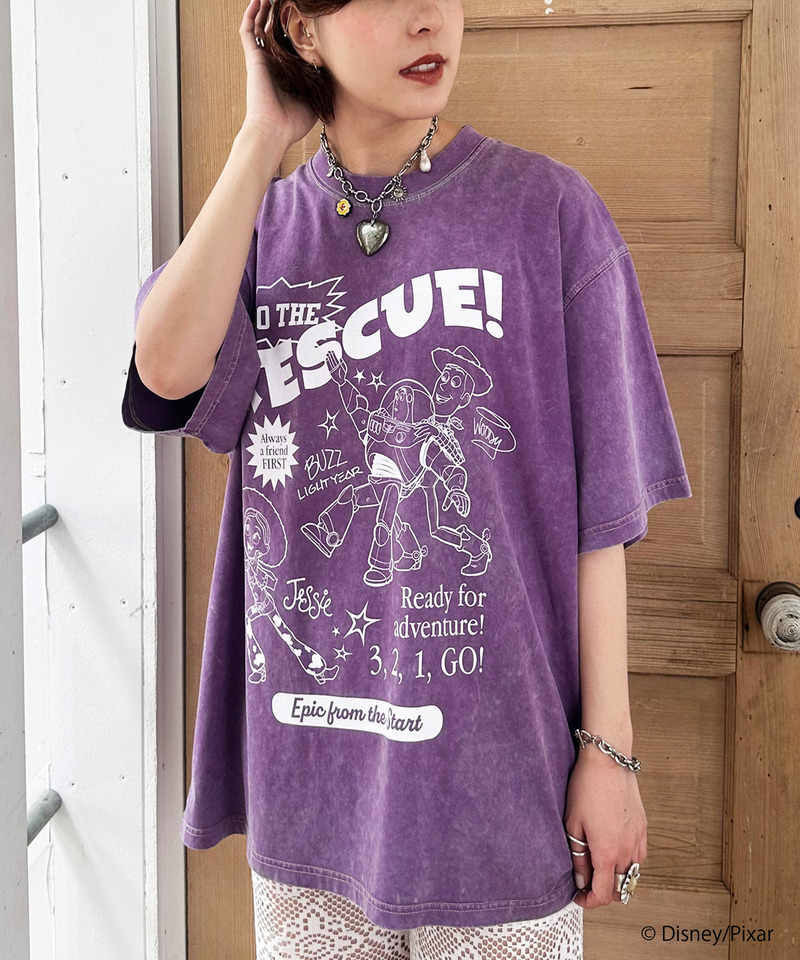 【TOY STORY】&rdquo;TO THE RESCUE!&rdquo;加工BIG TEE 詳細画像 パープル 6