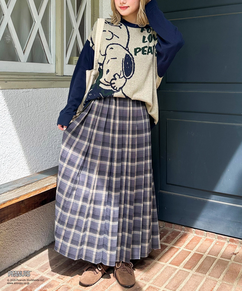 【PEANUTS】総柄ジャガードニットプルオーバー 詳細画像 ネイビー 11