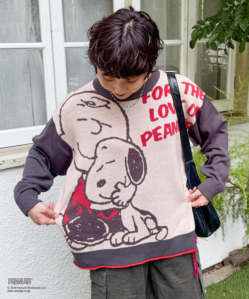 【PEANUTS】総柄ジャガードニットプルオーバー 詳細画像 グレー 21