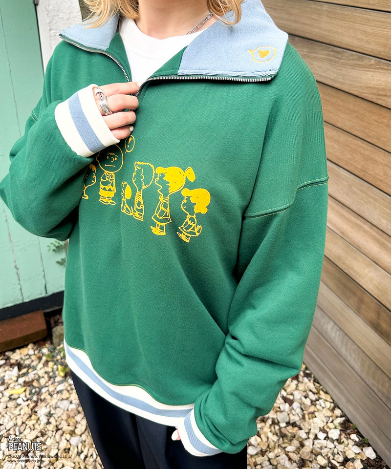 【PEANUTS】50sハーフZIPスウェット 詳細画像 グリーン 11