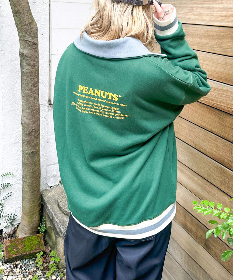 【PEANUTS】50sハーフZIPスウェット 詳細画像 グリーン 3