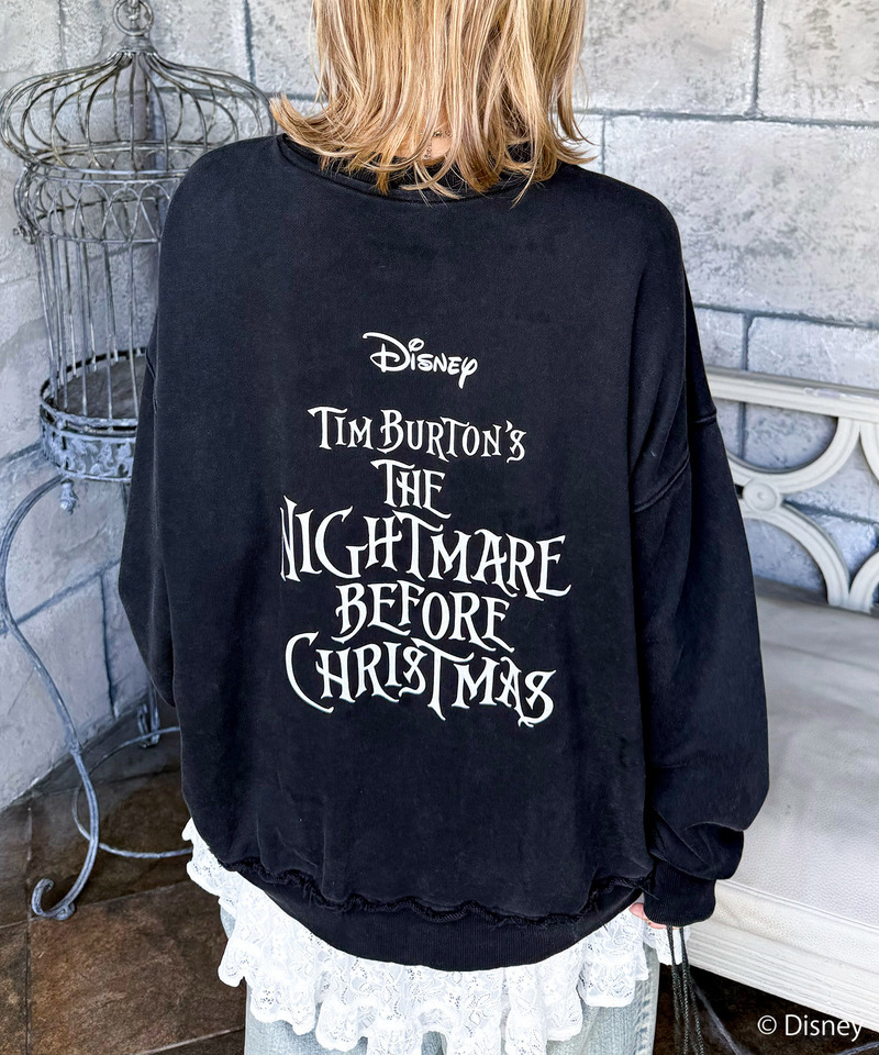 【ナイトメアー・ビフォア・クリスマス】USED加工BIGスウェット 詳細画像 ブラック 2