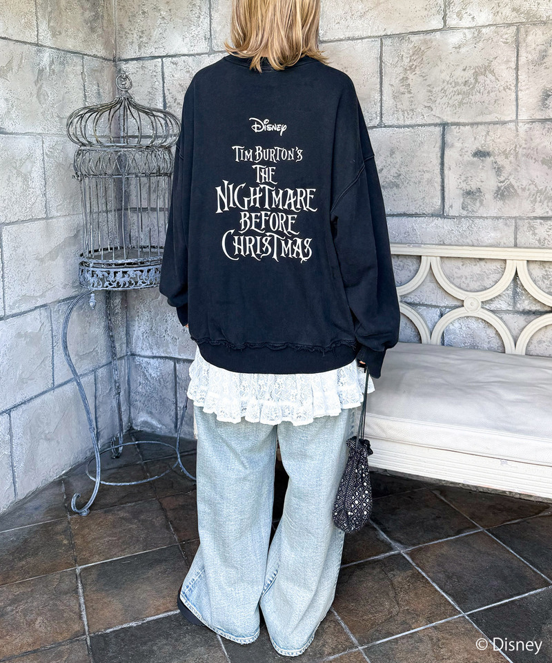 【ナイトメアー・ビフォア・クリスマス】USED加工BIGスウェット 詳細画像 ブラック 4
