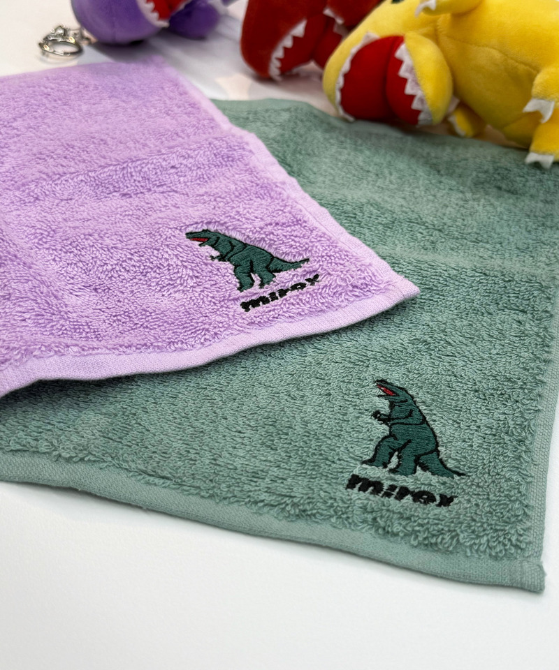 【m:rex】ミニ恐竜刺しゅうオーガニックコットンミニタオル 詳細画像 グリーン 1