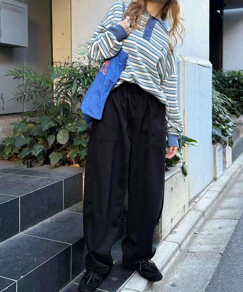 【m:rex】ミニ恐竜ワッペンレトロボーダーポロニット 詳細画像 ブルー 5