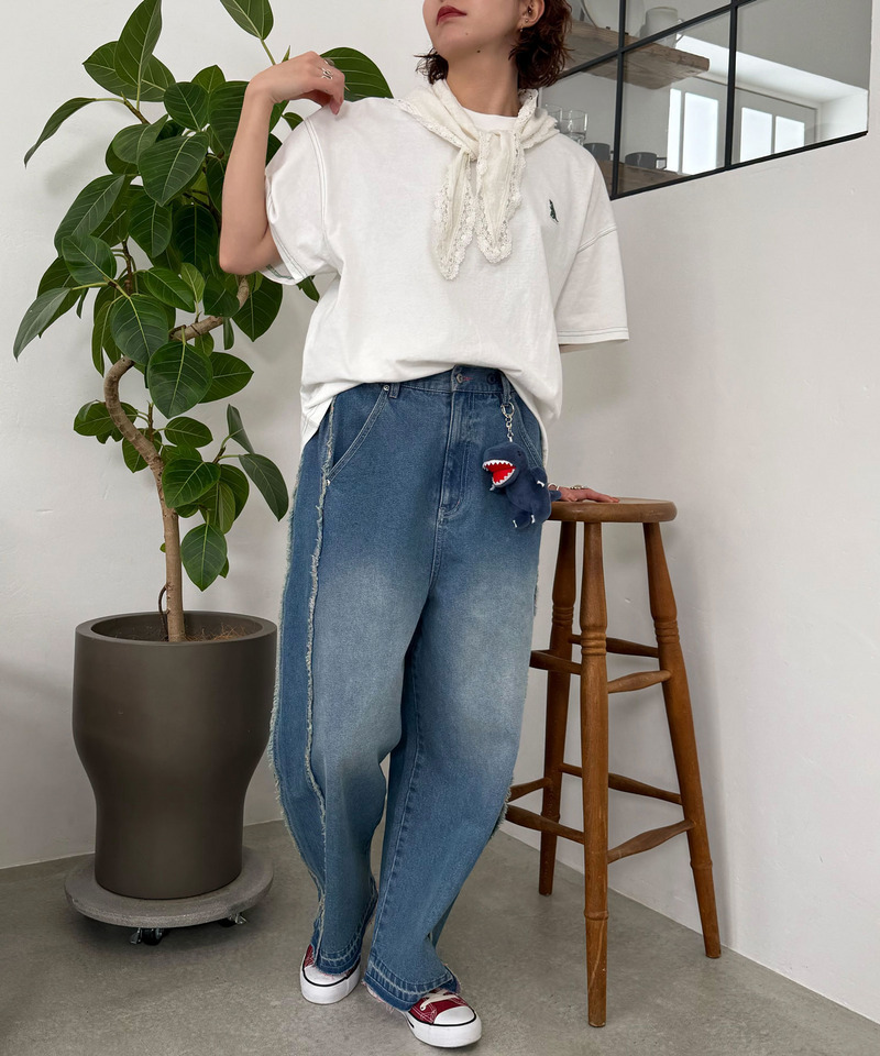 【m:rex】ミニ恐竜ワッペンBIG TEE 詳細画像 オフホワイト 4