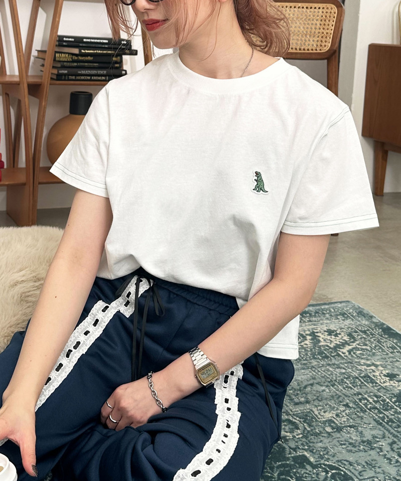 【m:rex】ミニ恐竜ワッペンコンパクトTEE 詳細画像 オフホワイト 5
