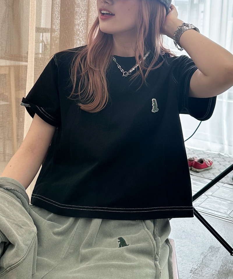 【m:rex】ミニ恐竜ワッペンコンパクトTEE 詳細画像 ブラック 6