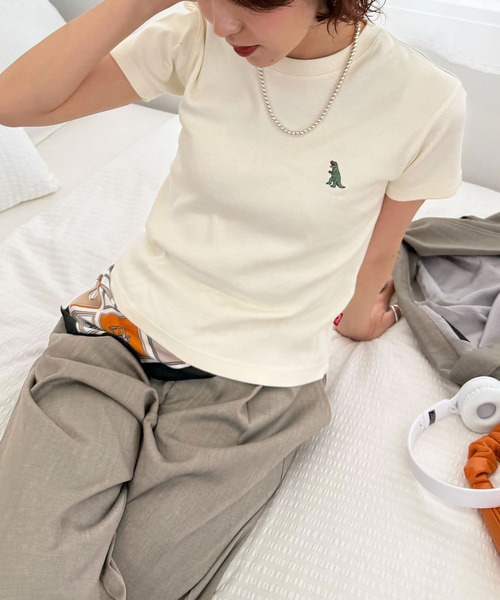 【m:rex】ミニ恐竜刺しゅうリブTEE 詳細画像