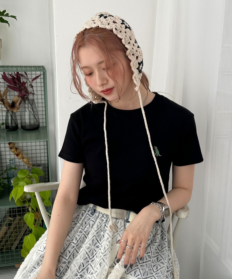 【m:rex】ミニ恐竜刺しゅうリブTEE 詳細画像 ブラック 3