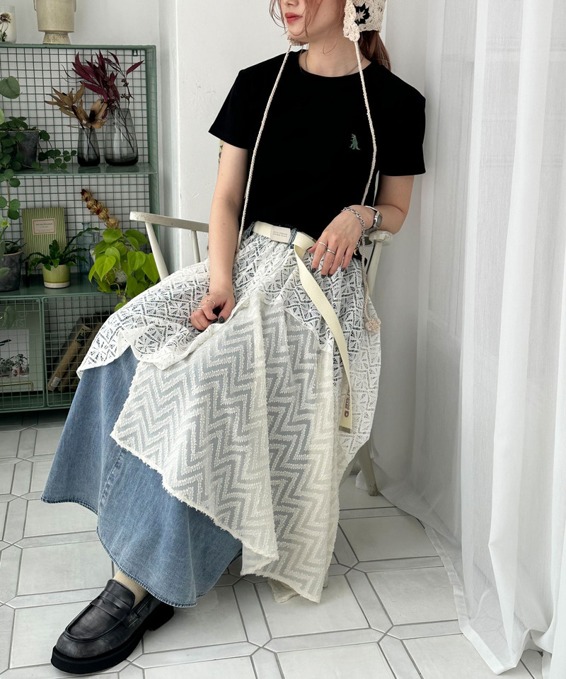 【m:rex】ミニ恐竜刺しゅうリブTEE 詳細画像 ブラック 4