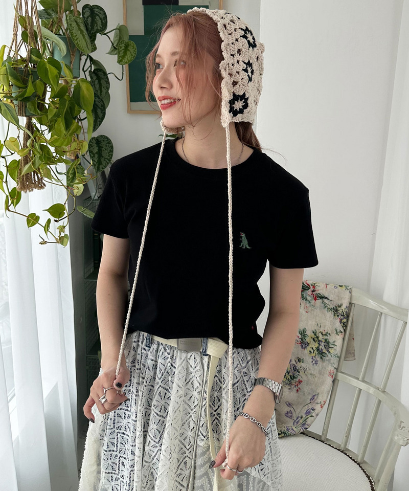 【m:rex】ミニ恐竜刺しゅうリブTEE 詳細画像 ブラック 9