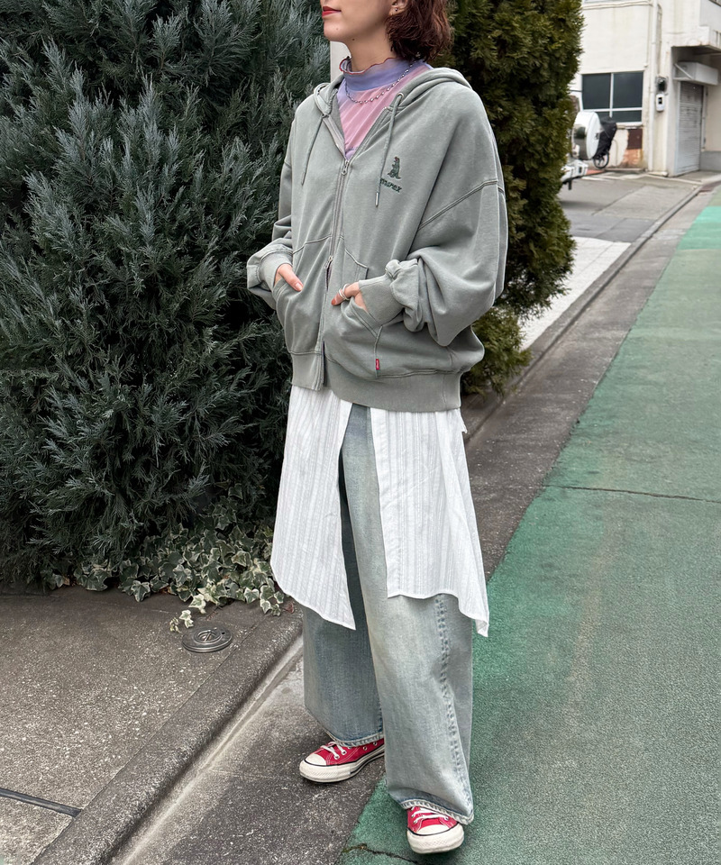 【m:rex】ミニ恐竜刺しゅうフードZIPパーカー 詳細画像 カーキ 3