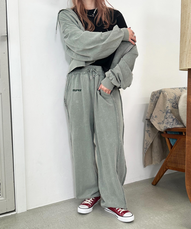 【m:rex】ミニ恐竜刺しゅうスウェットパンツ 詳細画像 カーキ 5