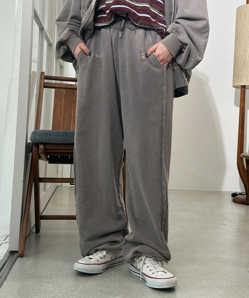 【m:rex】ミニ恐竜刺しゅうスウェットパンツ 詳細画像 グレー 6