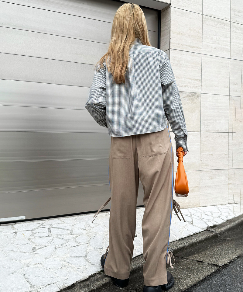 【m:rex】ミニ恐竜ワッペンショート丈チェックシャツ 詳細画像 ホワイト 5