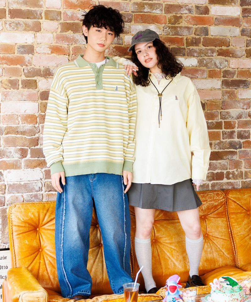 【m:rex】ミニ恐竜ワッペンオックスシャツ 詳細画像 イエロー 16